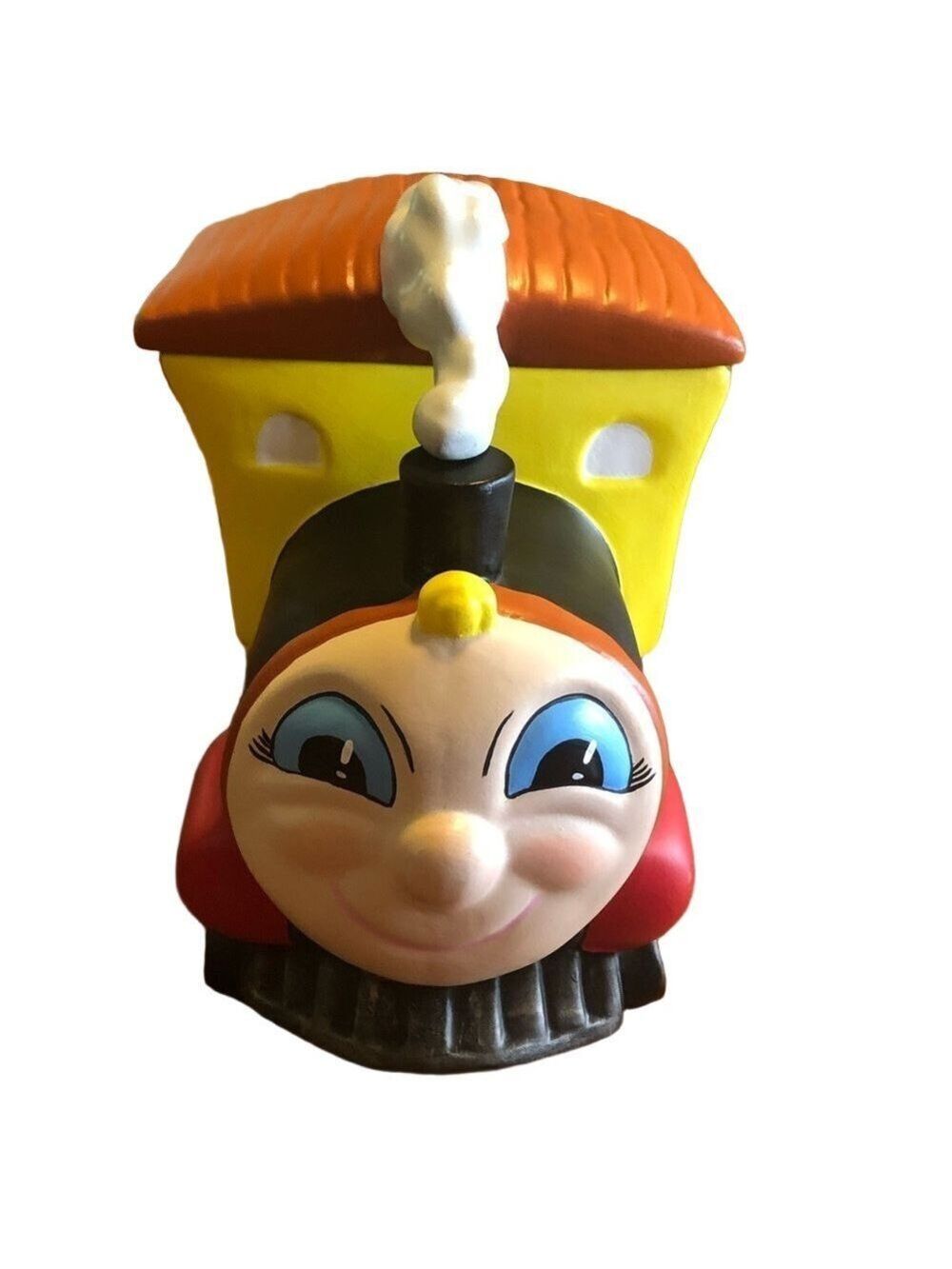 Vintage Pottery Train Tank Steam Engine Cookie Jar - RARE